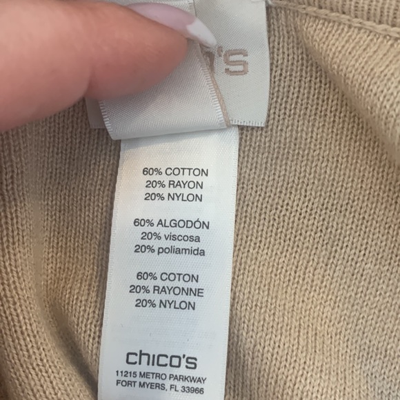 Chico's Size 0 Tan & Cream Striped Long Open Cardigan - Picture 6 of 6